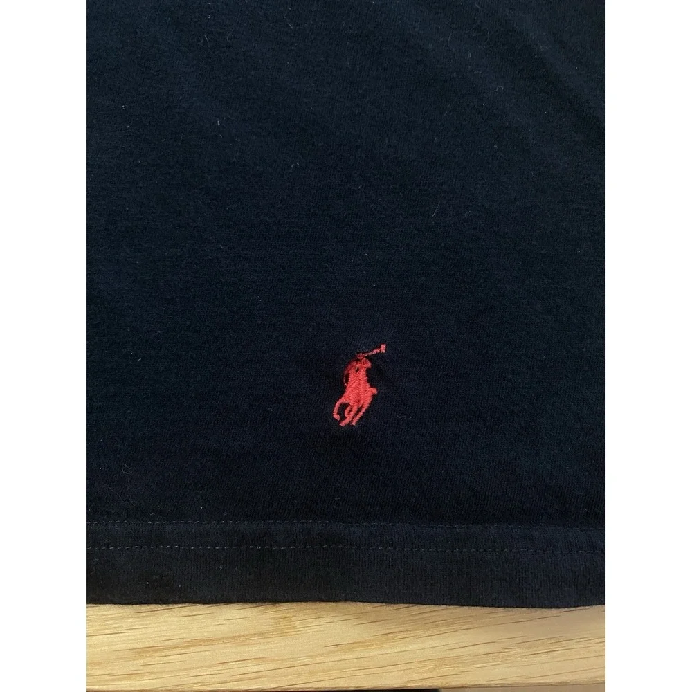 Polo Ralph Lauren Men Short Sleeve‎ Crew Neck Black T-Shirt Sz 1XL Red Logo - Picture 2 of 9